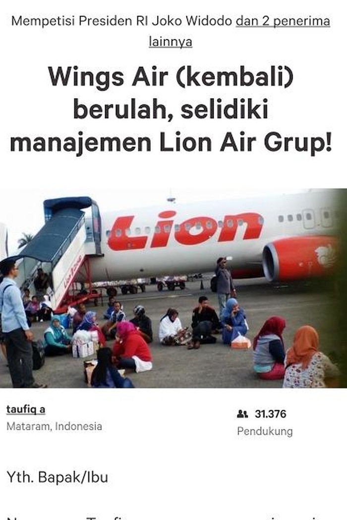 Detail Petisi Lion Air Nomer 6