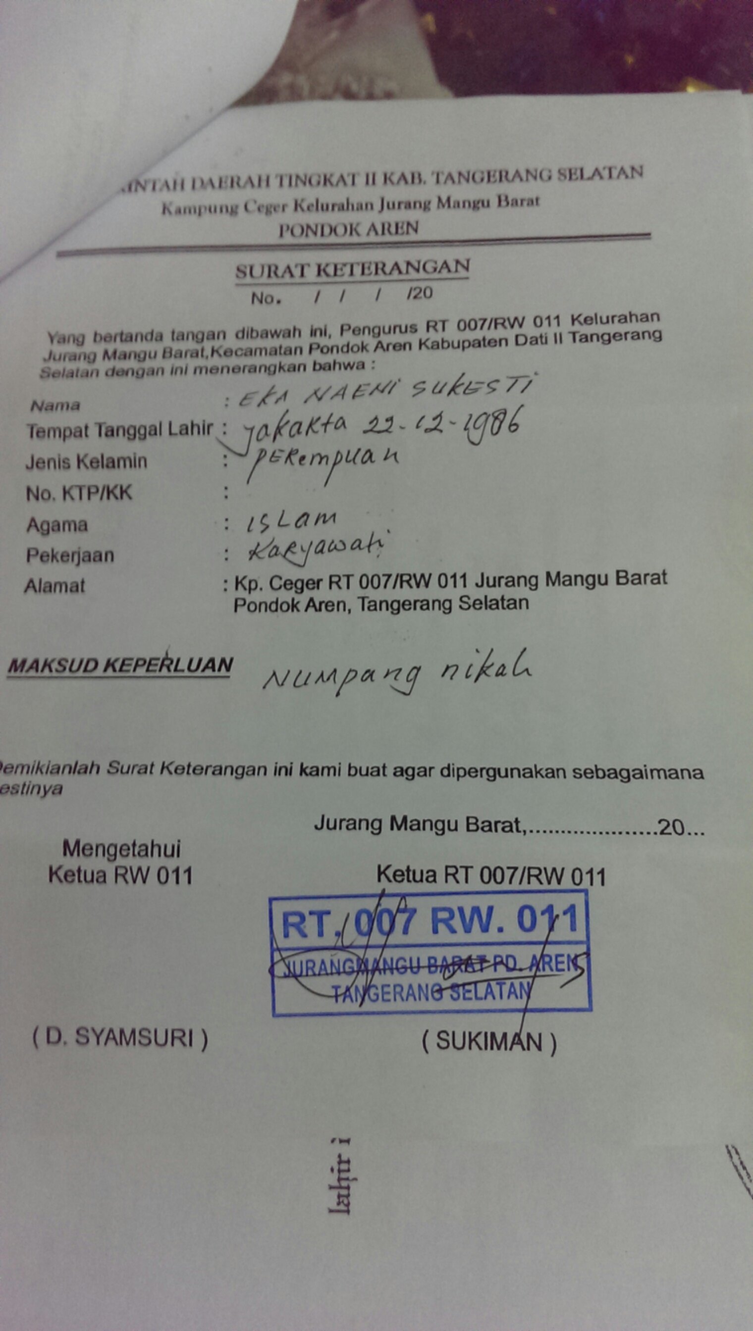 Detail Masa Berlaku Surat Numpang Nikah Nomer 12