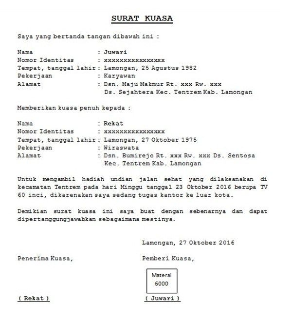 Detail Materai Di Surat Kuasa Nomer 36