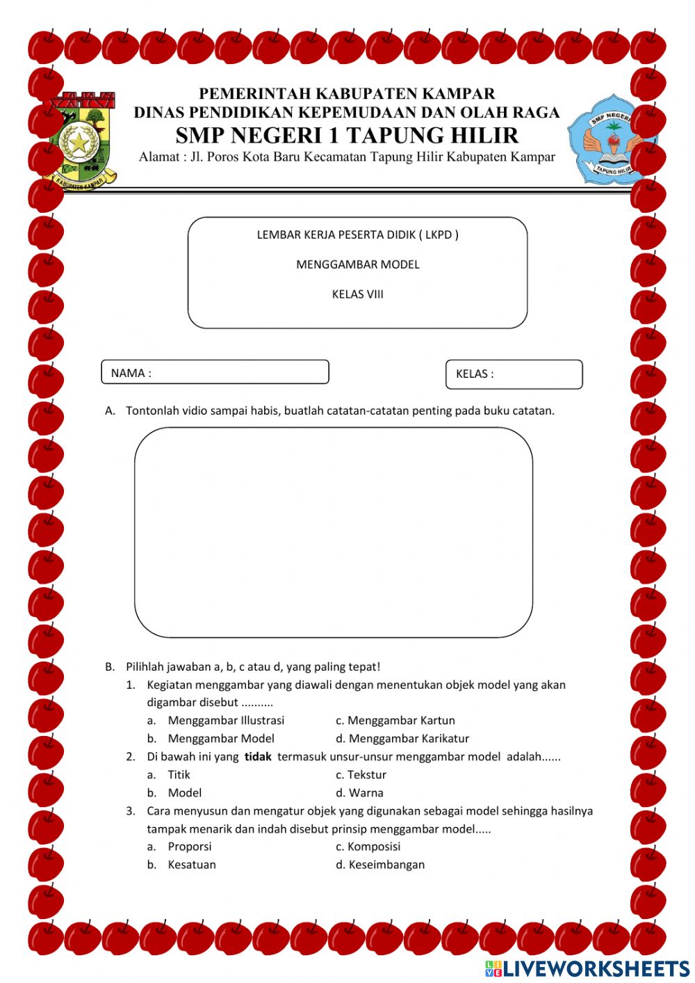 Detail Materi Menggambar Model Kelas 8 Nomer 43