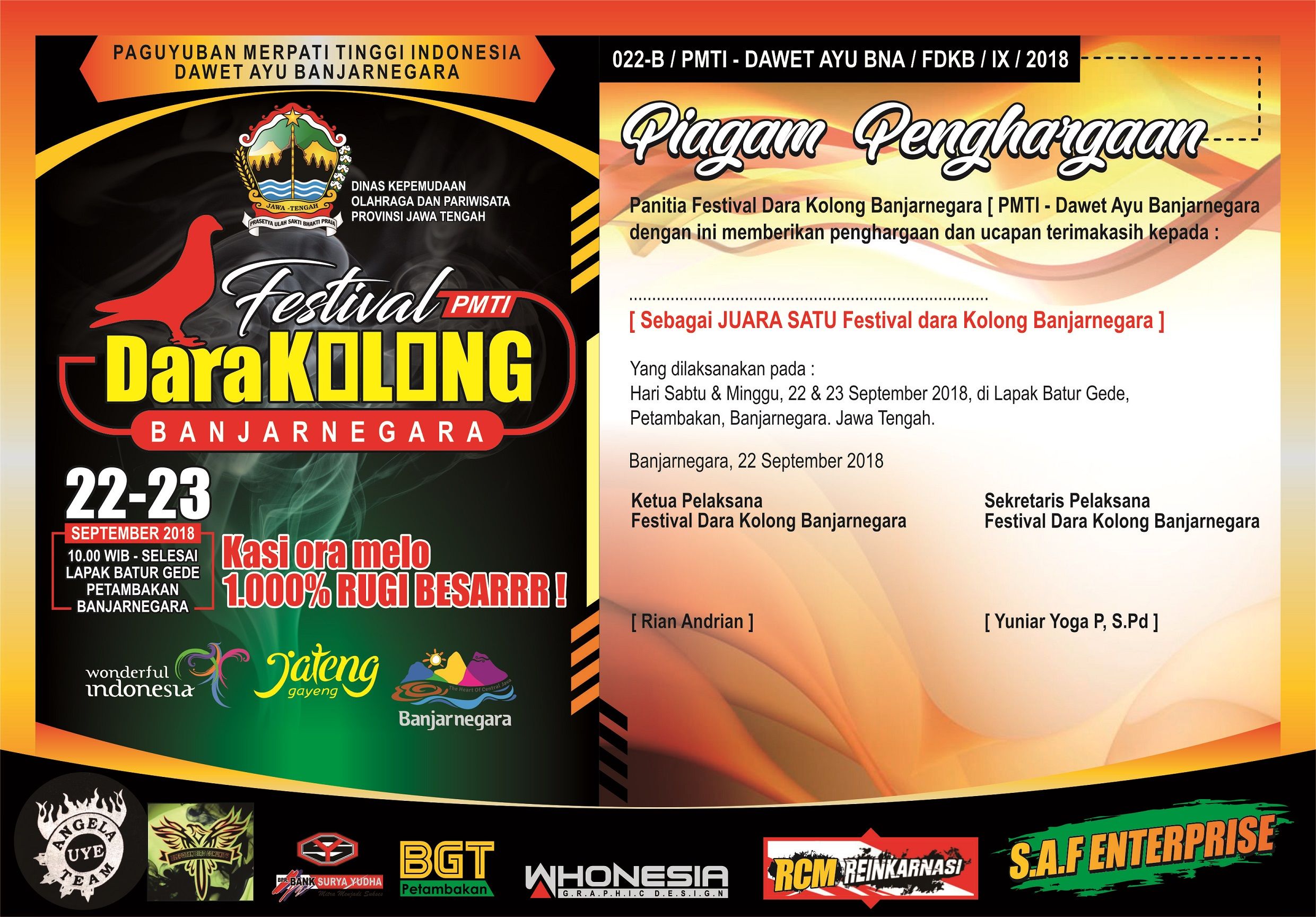 Detail Piagam Merpati Kolong Nomer 38