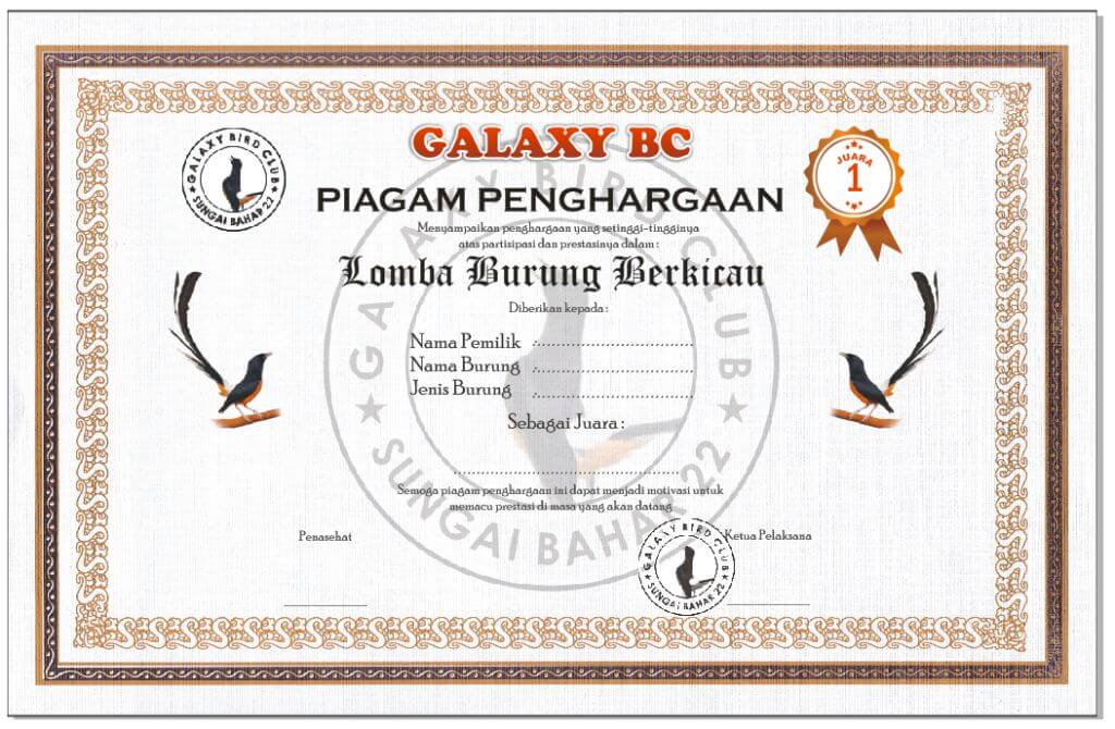 Detail Piagam Merpati Kolong Nomer 5