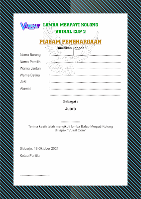 Detail Piagam Merpati Kolong Nomer 7