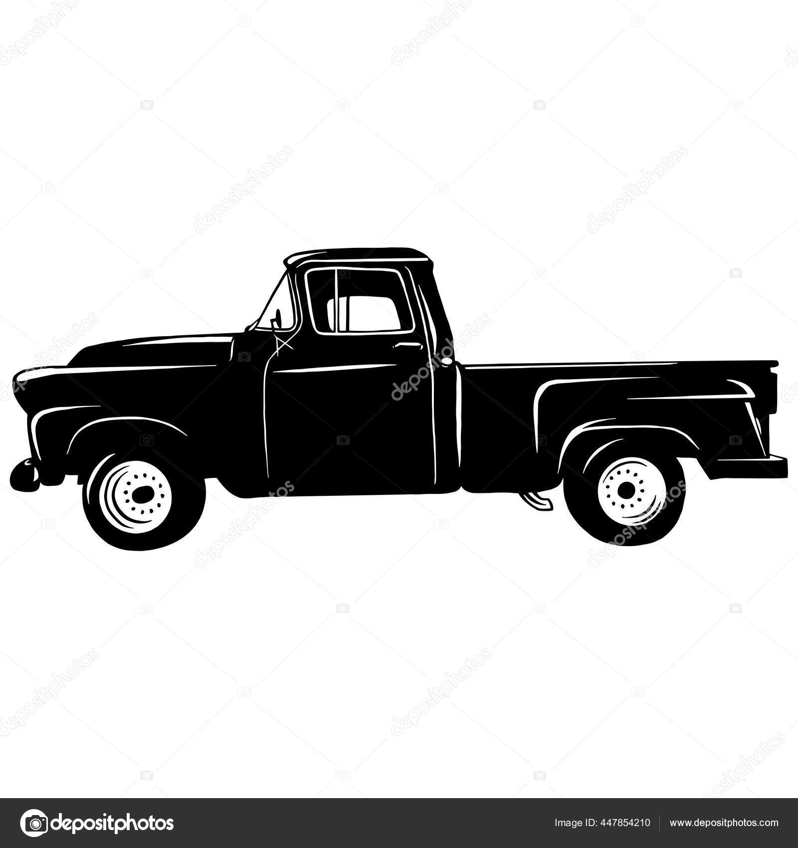 Detail Pickup Truck Silhouette Clip Art Nomer 23