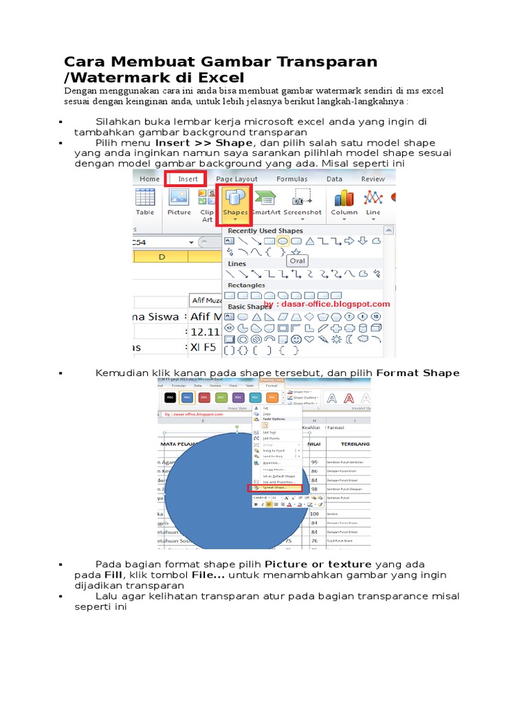 Detail Membuat Background Transparan Di Excel Nomer 39