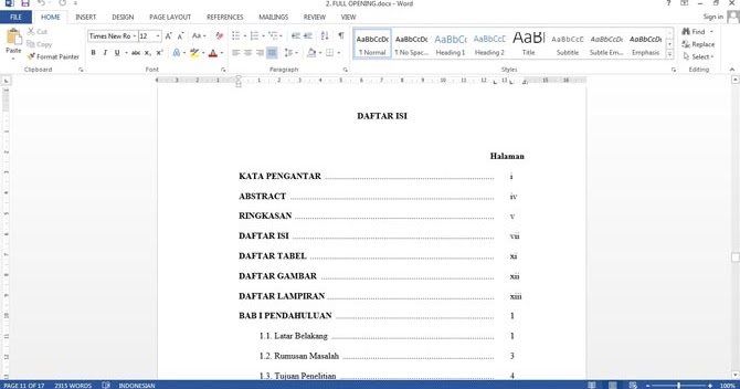 Detail Membuat Daftar Isi Dan Daftar Gambar Otomatis Word Nomer 30