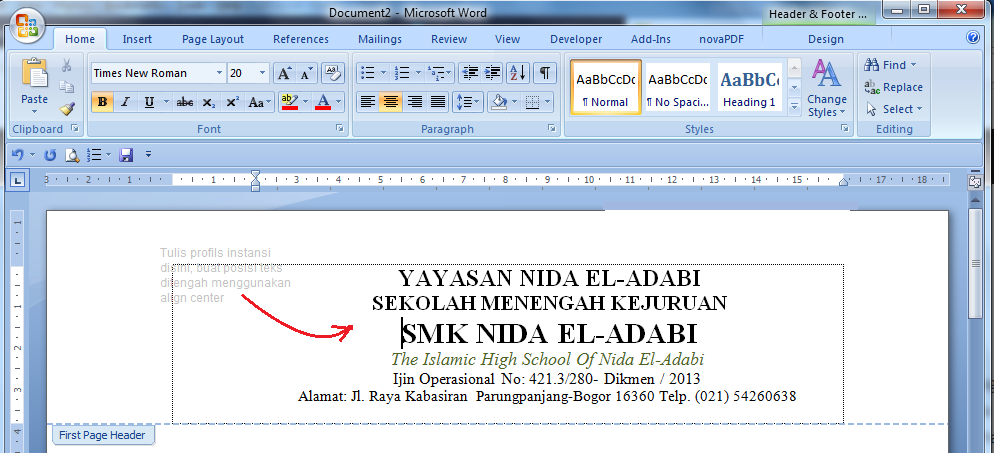 Detail Membuat Kop Surat Word 2010 Nomer 13