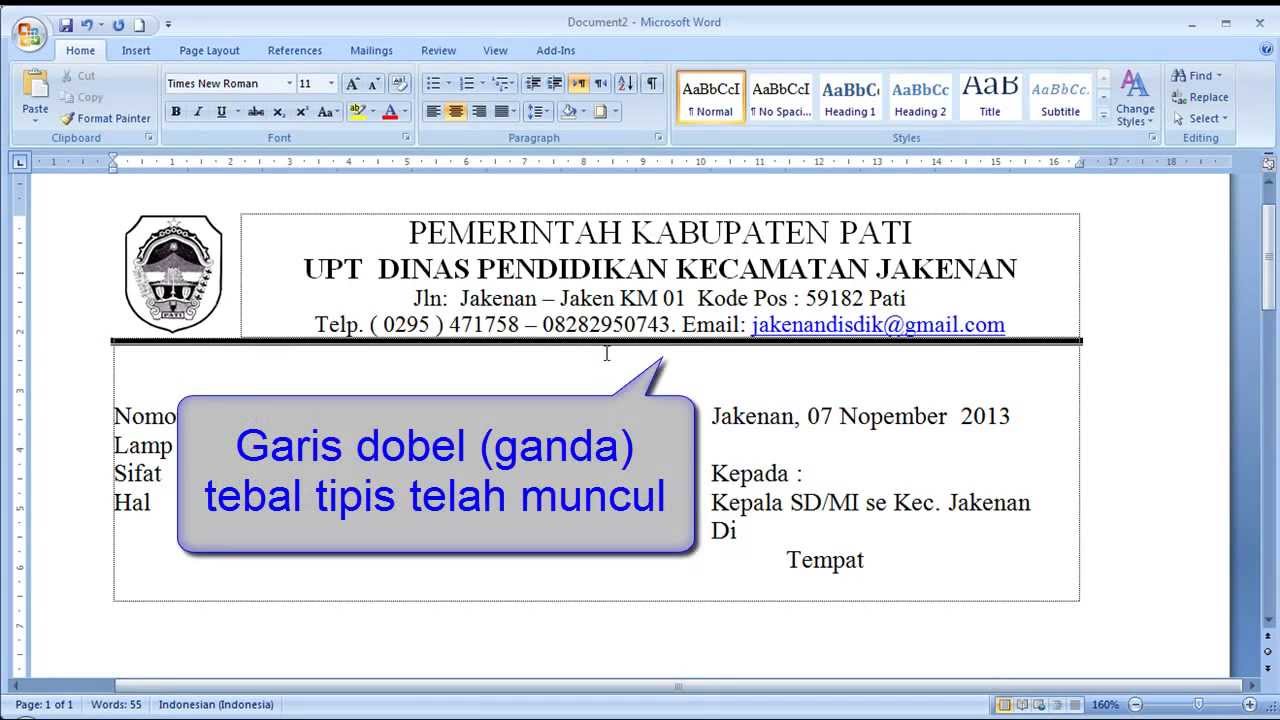 Detail Membuat Kop Surat Word 2010 Nomer 25