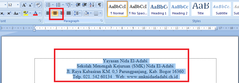 Detail Membuat Kop Surat Word 2010 Nomer 41