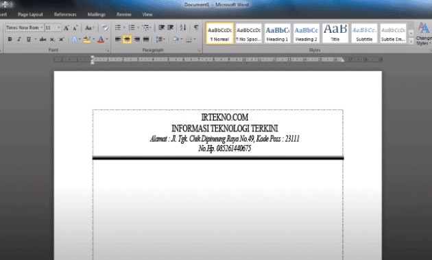 Detail Membuat Kop Surat Word 2010 Nomer 8