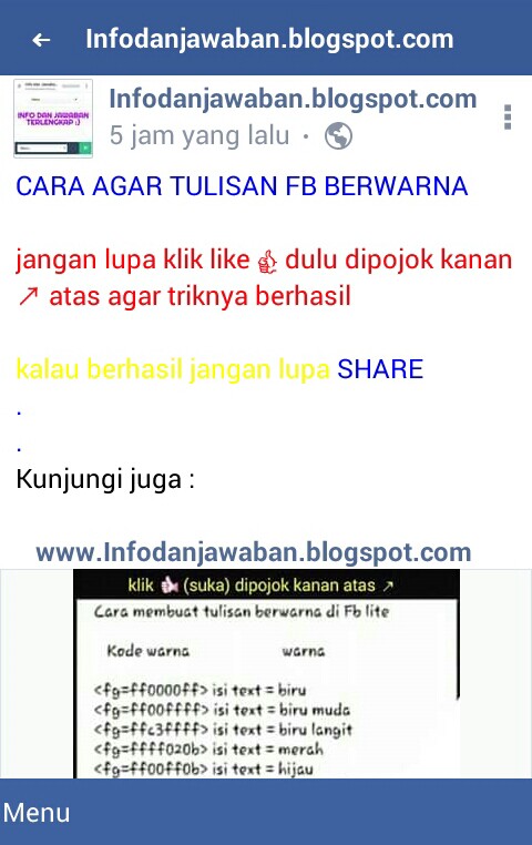 Membuat Status Fb Berwarna - KibrisPDR