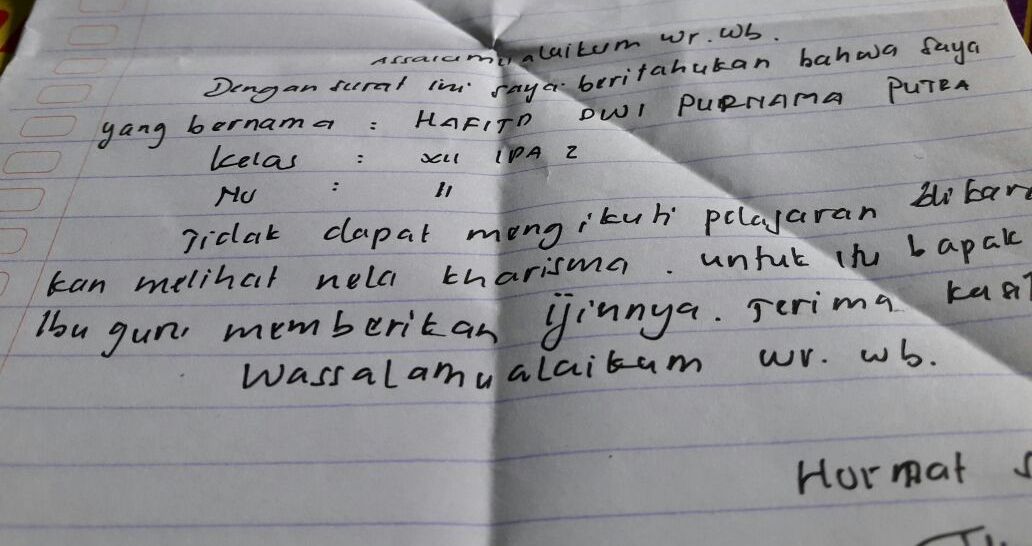 Detail Membuat Surat Izin Tidak Masuk Sekolah Nomer 10