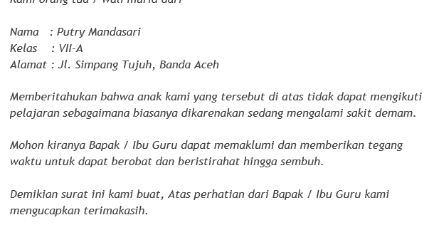 Detail Membuat Surat Izin Tidak Masuk Sekolah Nomer 43