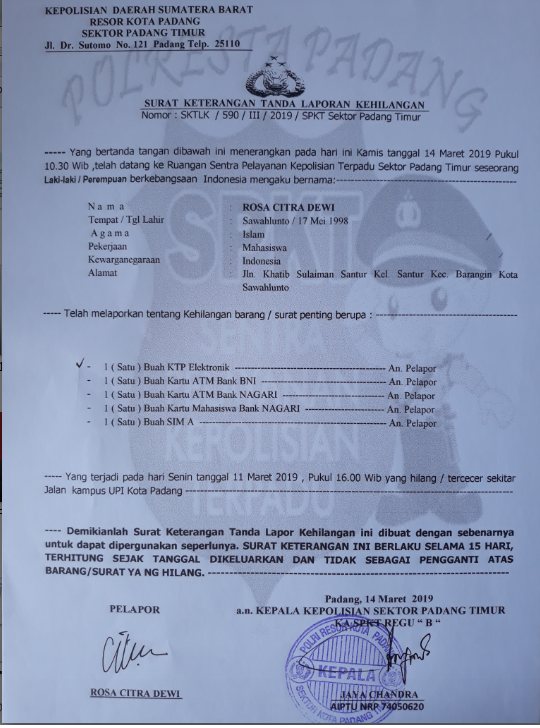 Detail Membuat Surat Kehilangan Atm Nomer 11
