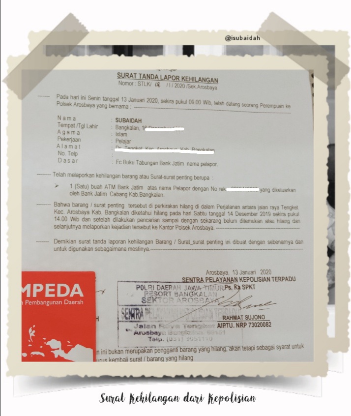 Detail Membuat Surat Kehilangan Atm Nomer 15