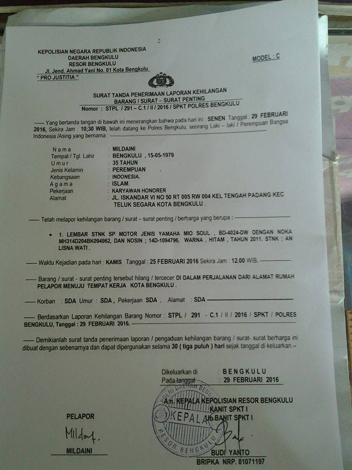 Detail Membuat Surat Kehilangan Atm Nomer 22