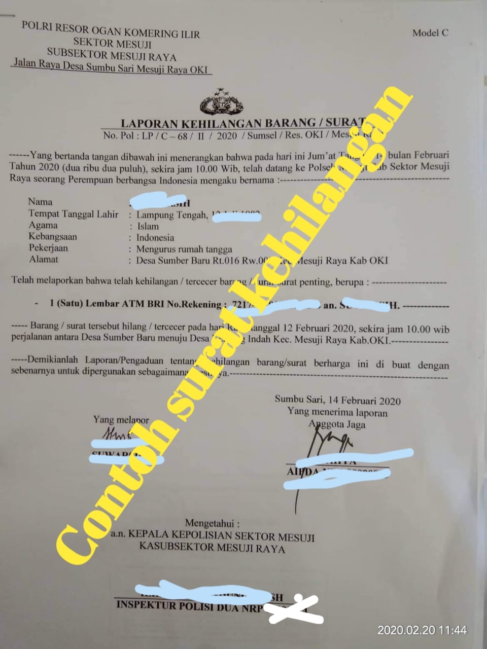 Detail Membuat Surat Kehilangan Atm Nomer 25