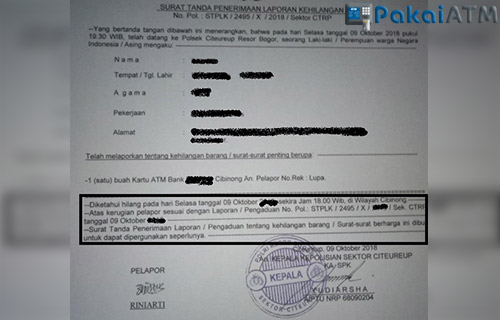 Detail Membuat Surat Kehilangan Atm Nomer 29