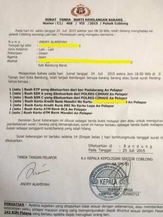 Detail Membuat Surat Kehilangan Atm Nomer 34