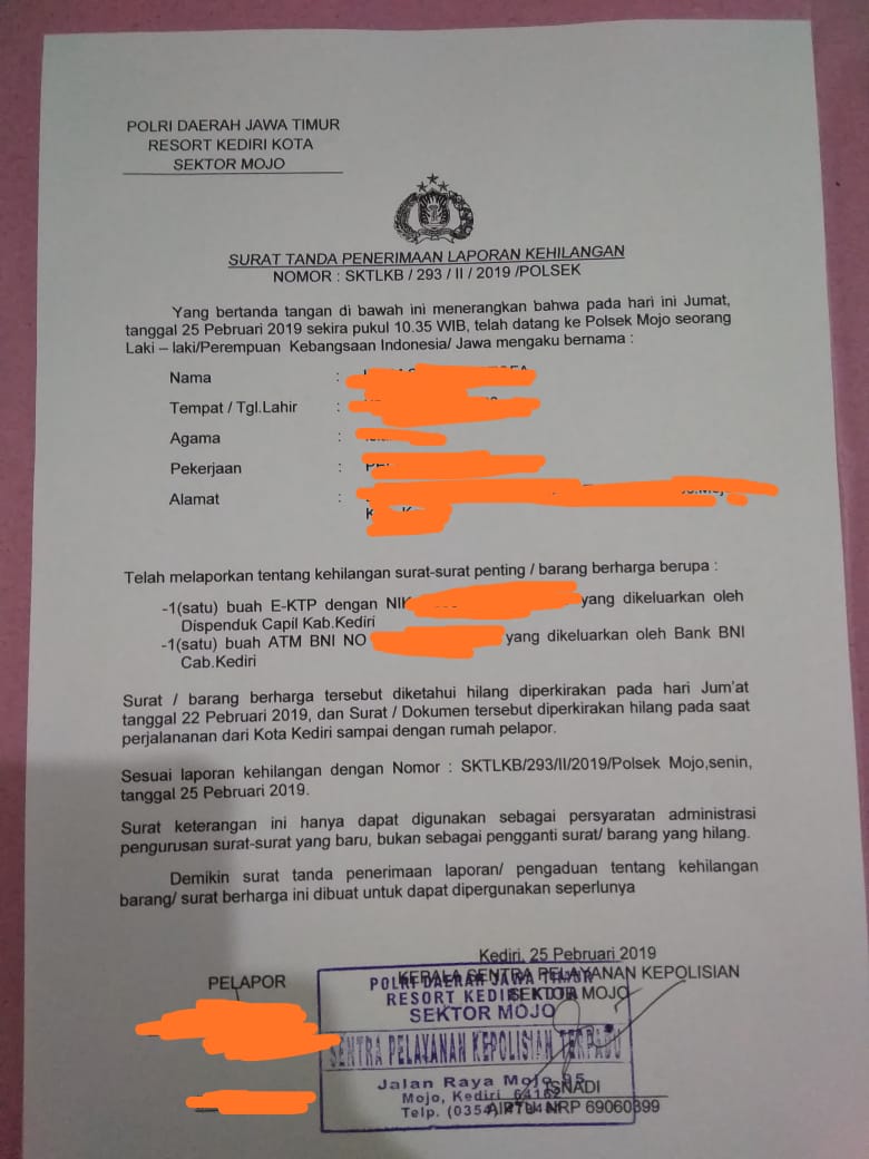 Detail Membuat Surat Kehilangan Atm Nomer 37