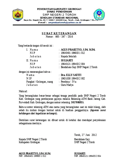 Detail Membuat Surat Kehilangan Atm Nomer 40