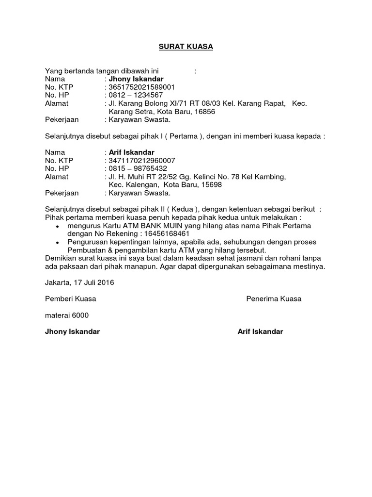 Detail Membuat Surat Kehilangan Atm Nomer 6