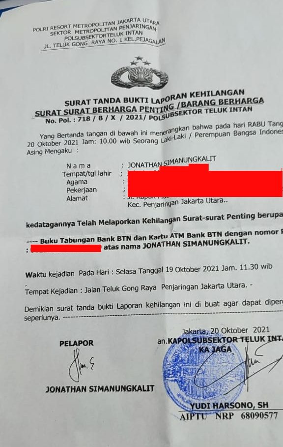 Detail Membuat Surat Kehilangan Atm Nomer 45