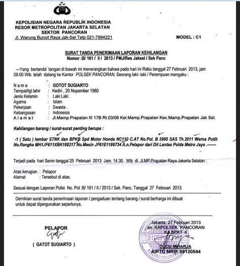 Detail Membuat Surat Kehilangan Ktp Nomer 13