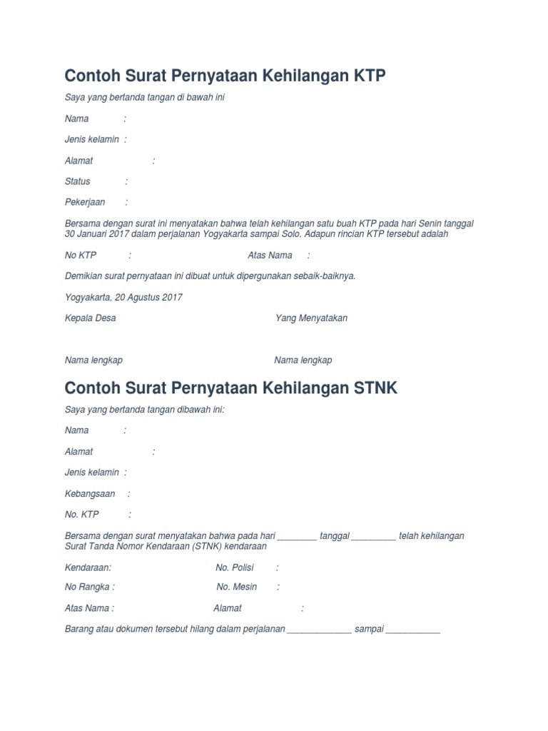 Detail Membuat Surat Kehilangan Ktp Nomer 25