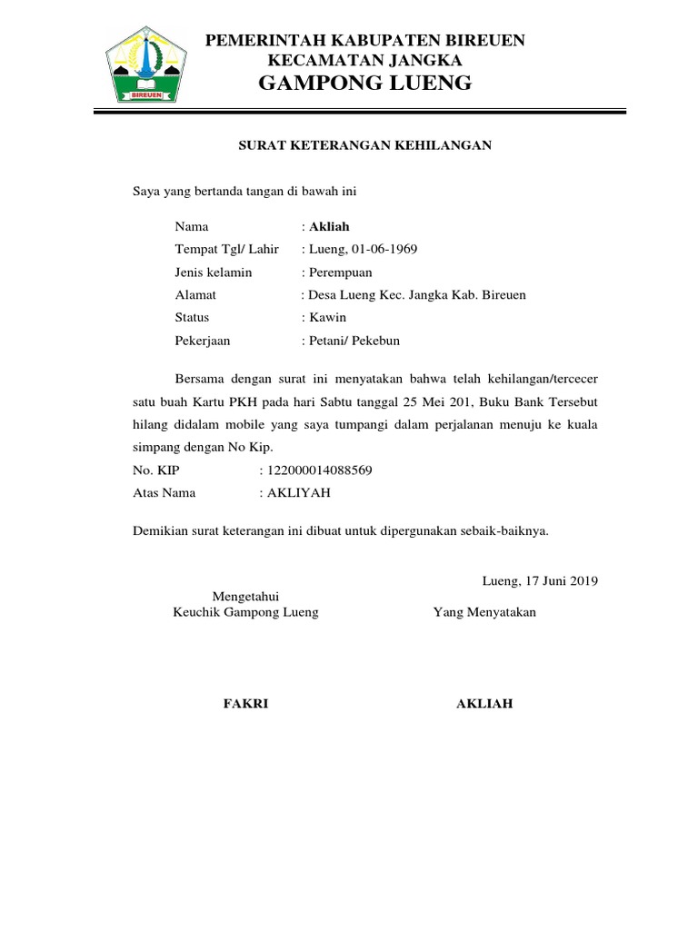 Detail Membuat Surat Kehilangan Ktp Nomer 5