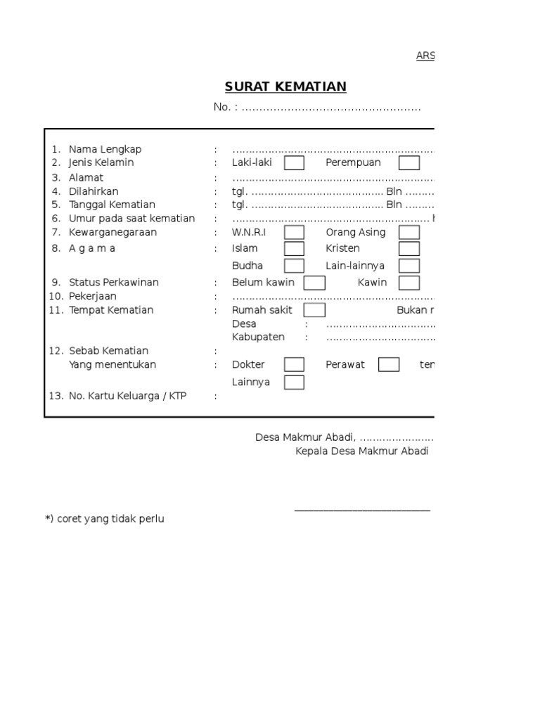 Detail Membuat Surat Kematian Nomer 16