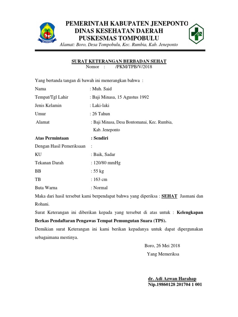 Detail Membuat Surat Keterangan Sehat Nomer 42