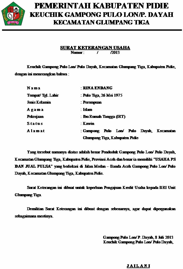 Detail Membuat Surat Keterangan Usaha Nomer 32