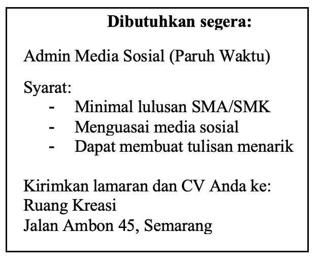 Detail Membuat Surat Lamaran Pekerjaan Berdasarkan Iklan Nomer 16