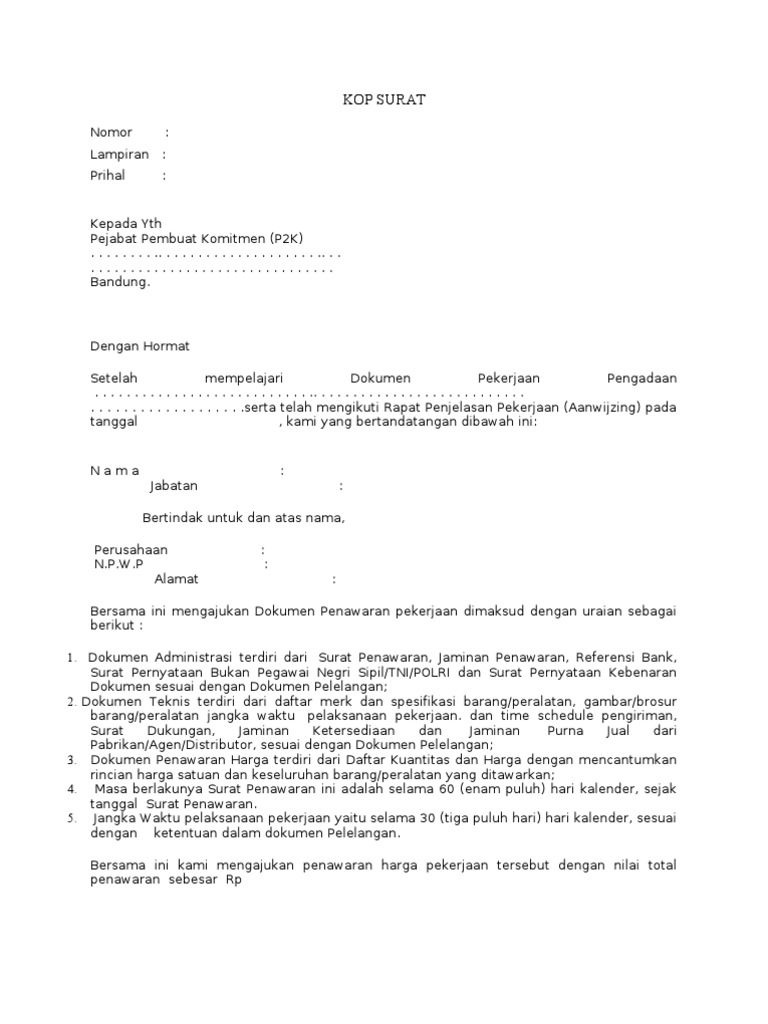 Detail Membuat Surat Penawaran Nomer 41