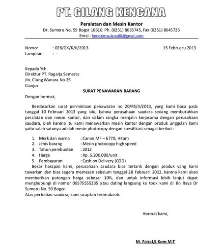 Detail Membuat Surat Penawaran Barang Nomer 19