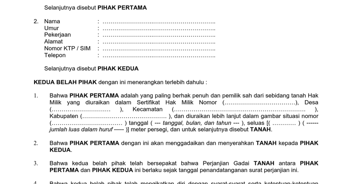 Detail Membuat Surat Perjanjian Nomer 34