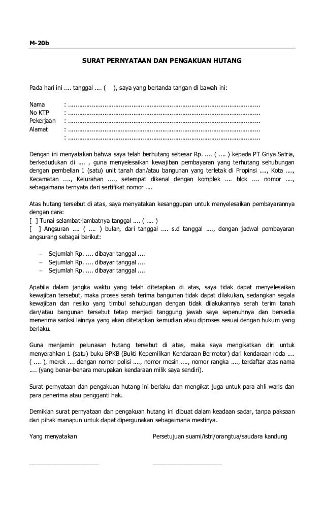 Detail Membuat Surat Perjanjian Hutang Nomer 29