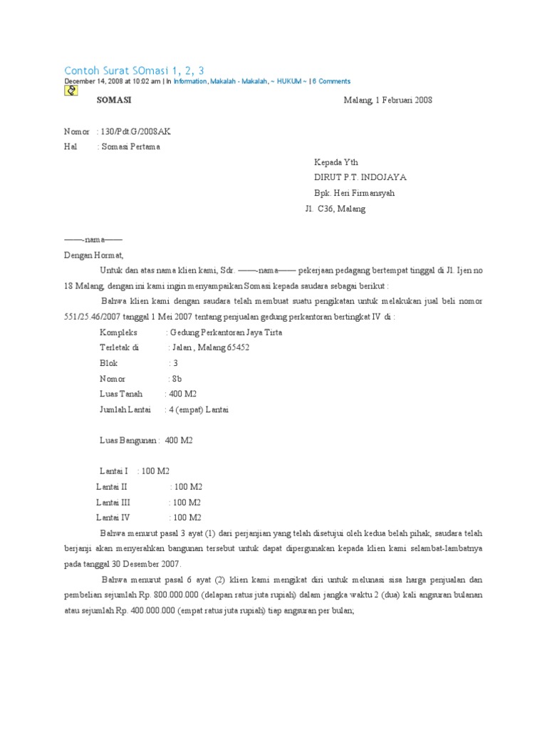 Detail Membuat Surat Somasi Nomer 2