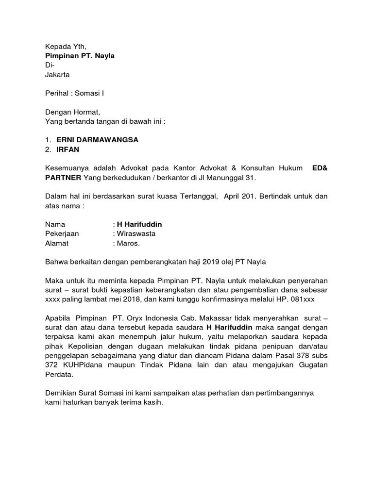 Detail Membuat Surat Somasi Nomer 9