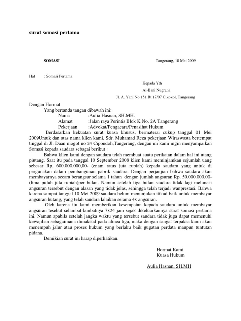 Detail Membuat Surat Somasi Nomer 16