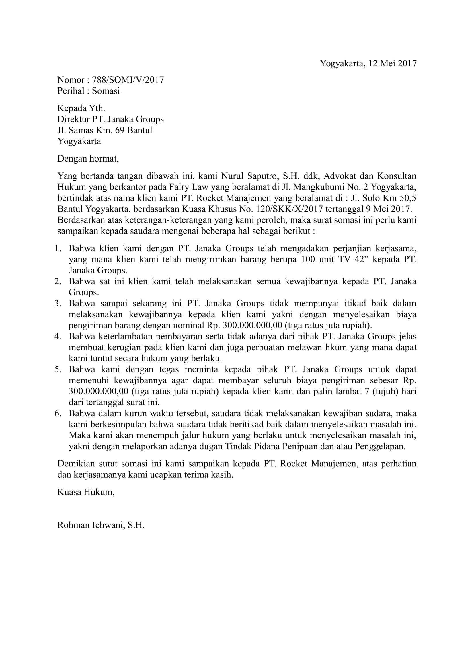 Detail Membuat Surat Somasi Nomer 33