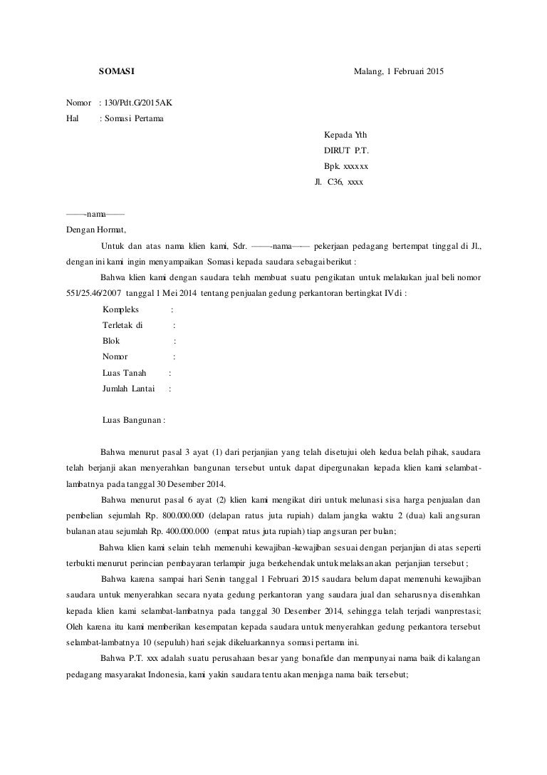 Detail Membuat Surat Somasi Nomer 5