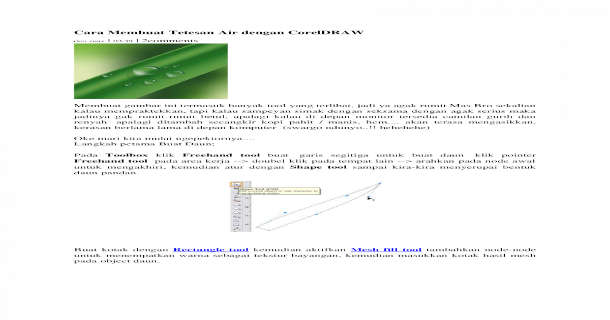 Detail Membuat Tetesan Air Dengan Coreldraw Nomer 21