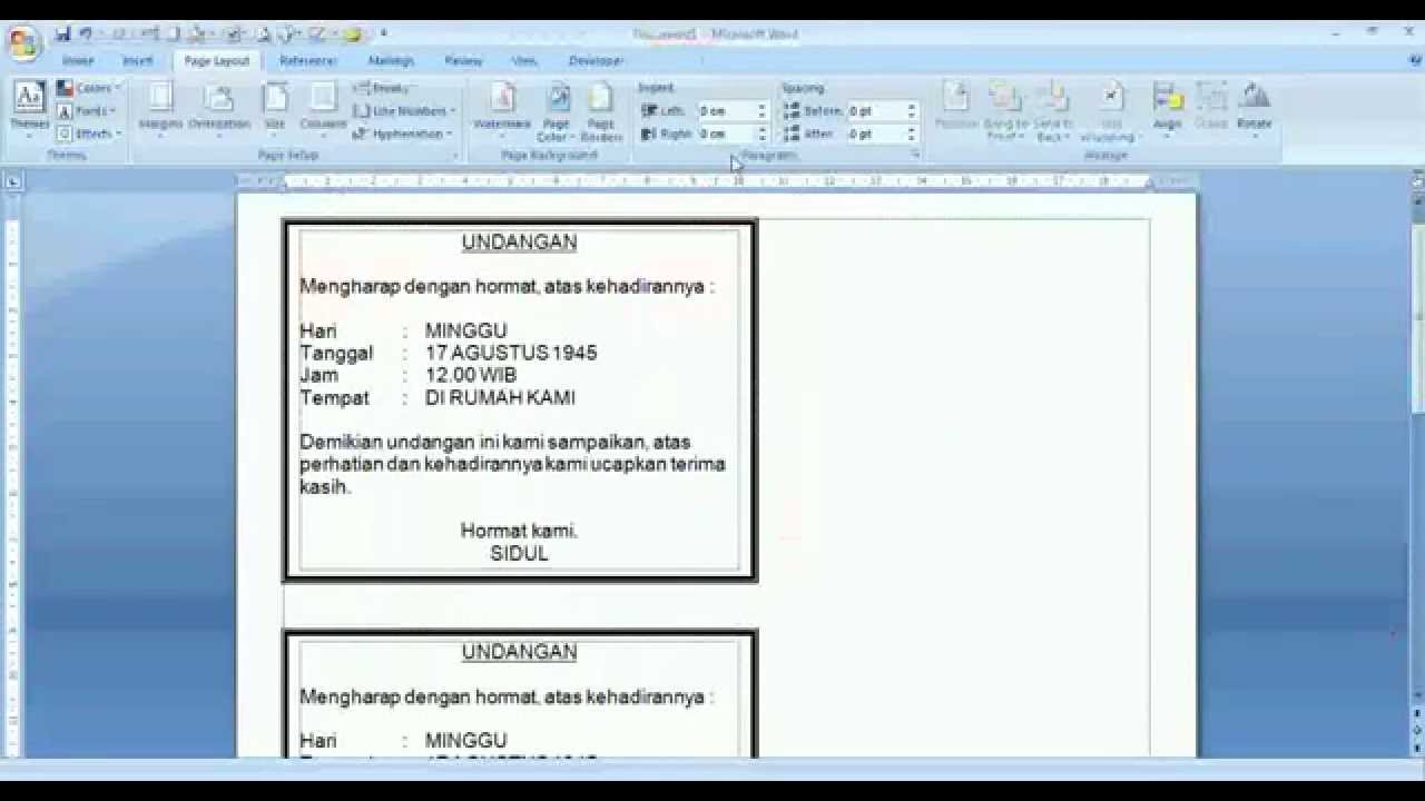 Membuat Undangan Di Word