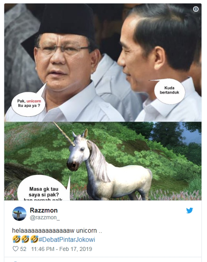 Detail Meme Unicorn Debat Presiden Nomer 6