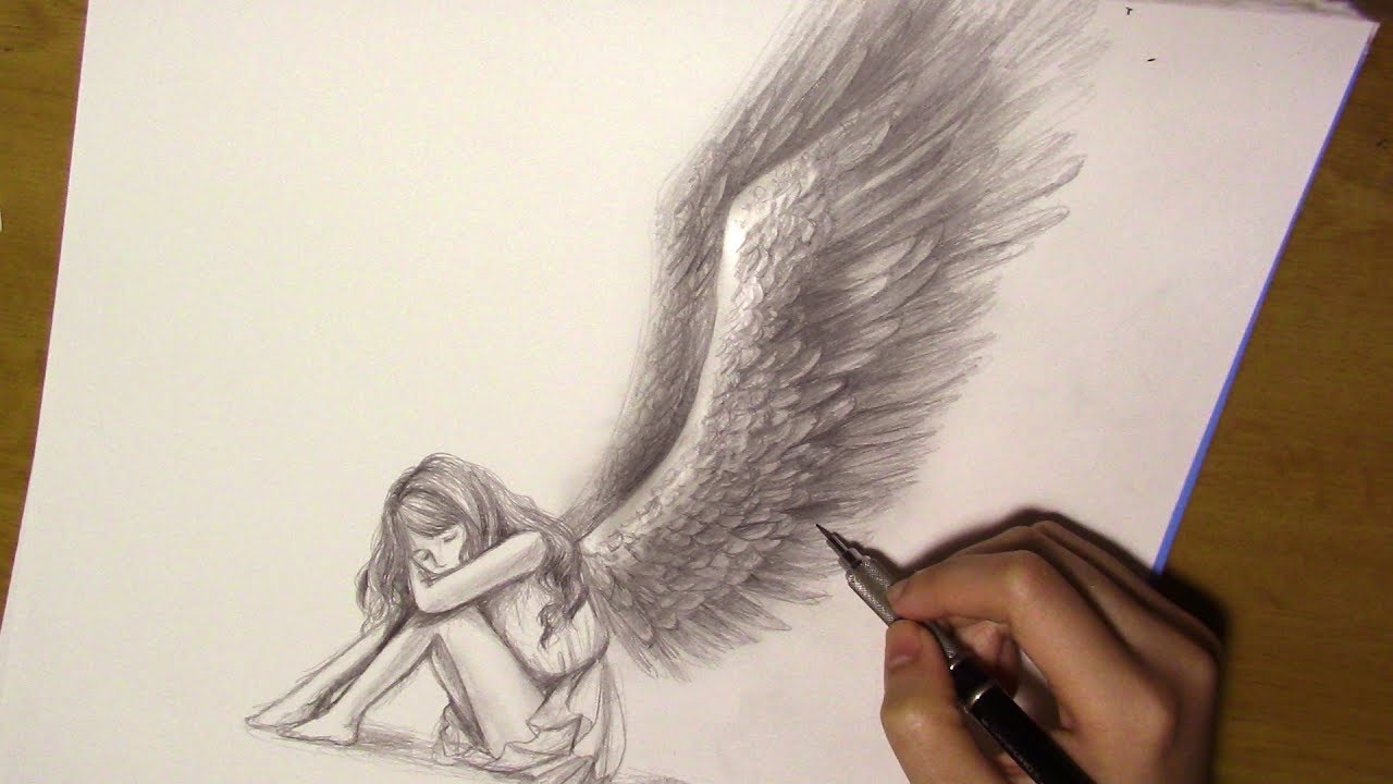 Detail Detailed Angel Wings Drawing Nomer 43