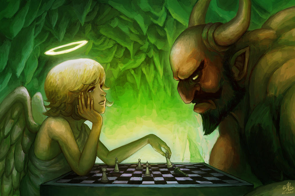 Detail Devil And Angel Playing Chess Painting Nomer 8