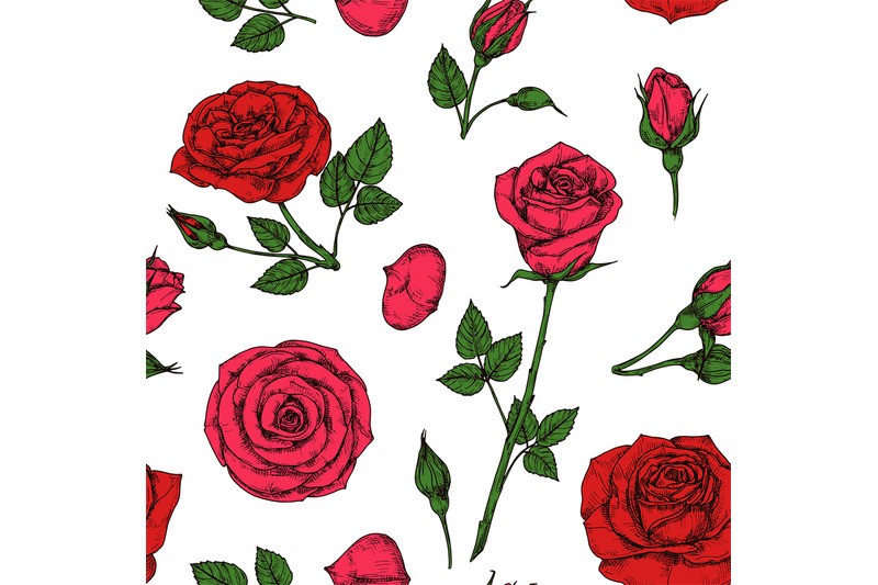 Detail Rose Seamless Pattern Nomer 11