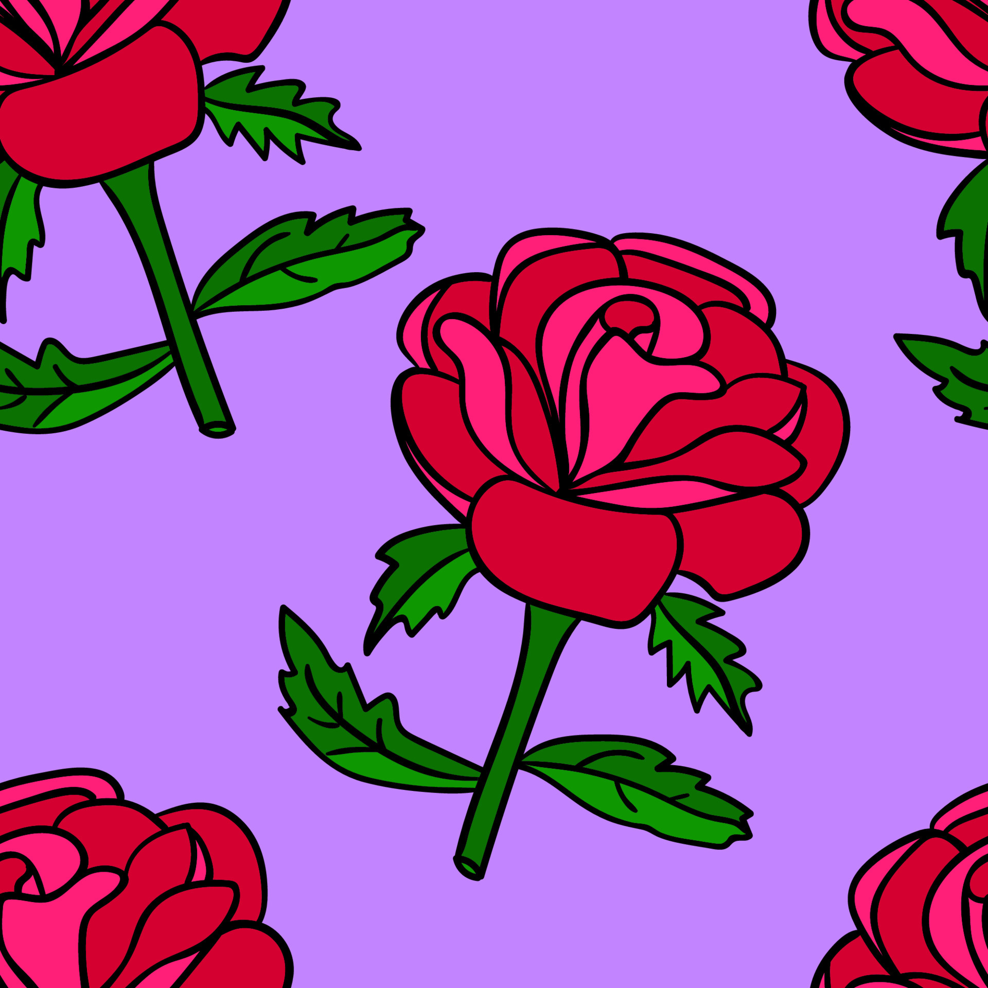 Detail Rose Seamless Pattern Nomer 3